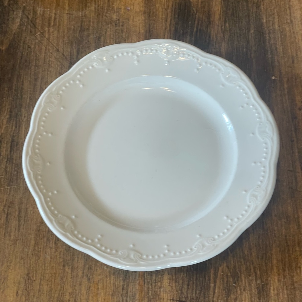 Vintage Salad Plate White Beaded Mayer China of Beaver Falls Justine #25C